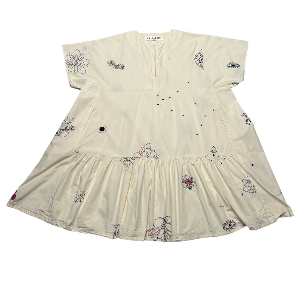 Mr. Larkin Nadine Dress Women's XS Oversized Embroidered Organic Cotton